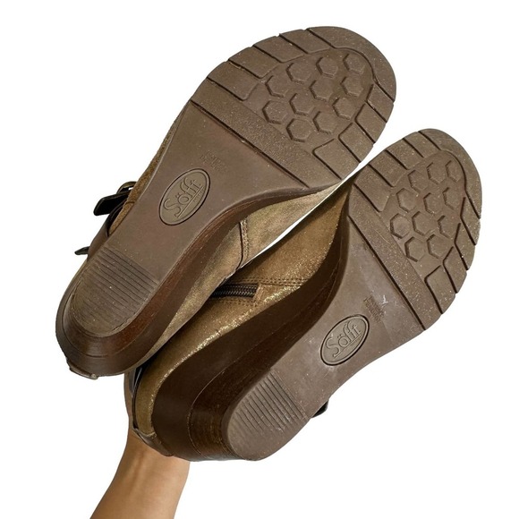 Sofft Ankle Booties Women’s sz. 6M Oakes Anthracite‎ Brown Suede Strapped Heel - Picture 10 of 11